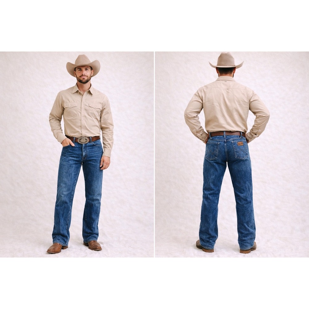 W2 Vintage Wrangler Bootcut Jeans Size 34 Men's Cowboy Rodeo Made USA